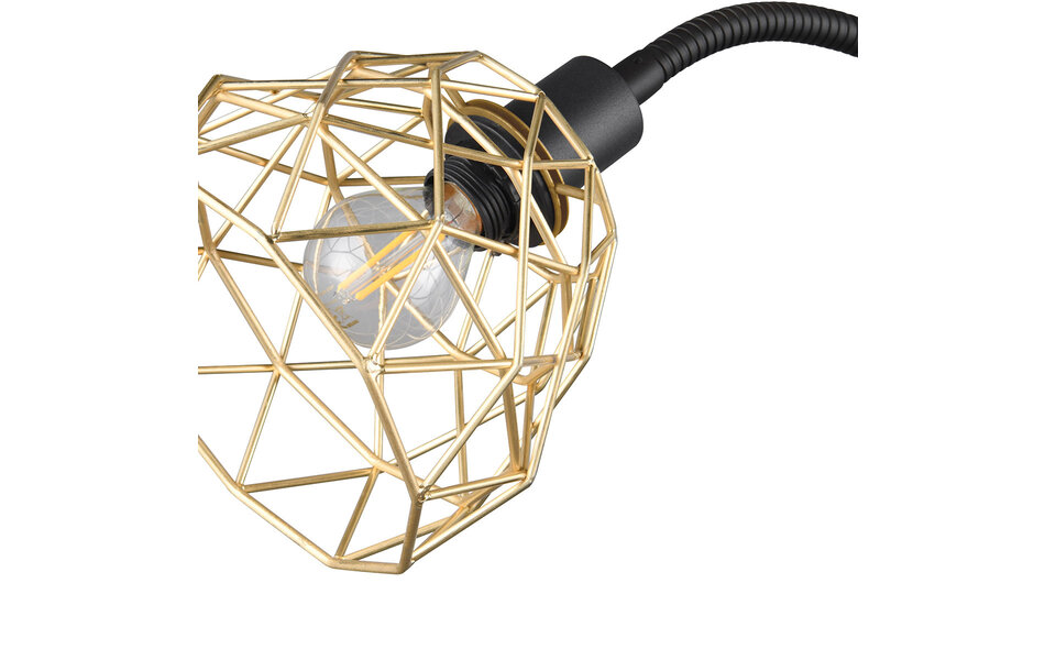 HLW LED LED Vloerlamp Zwart Goud - Stijlvolle Metalen Vloerlamp met E27 & E14 Fitting