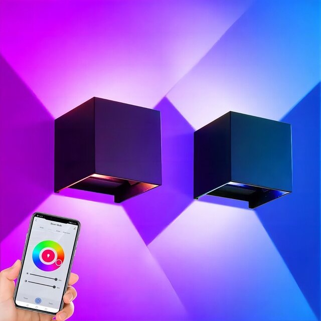 Velvalux Velvalux Smart Dimmable LED Wall Lamp 9W - RGB, IP65 Waterproof, Adjustable Beam Angle