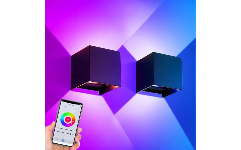 Velvalux Velvalux Smart Dimmable LED Wall Lamp 9W - RGB, IP65 Waterproof, Adjustable Beam Angle