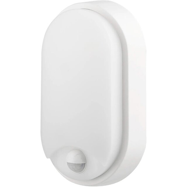 Witte LED wandlamp met sensor, 15W vermogen en neutraal wit licht van 4200K, IP54 beschermingsklasse Witte LED wandlamp met sensor, 15W vermogen en neutraal wit licht van 4200K, IP54 beschermingsklasse