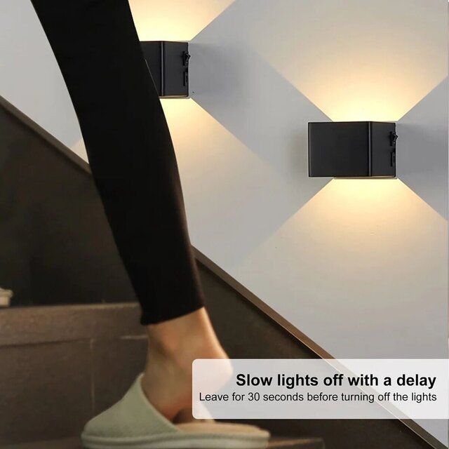 HLW LED Wireless LED Wall Lamp with Motion Sensor - Warm White 2700K - Aluminum & Rechargeable