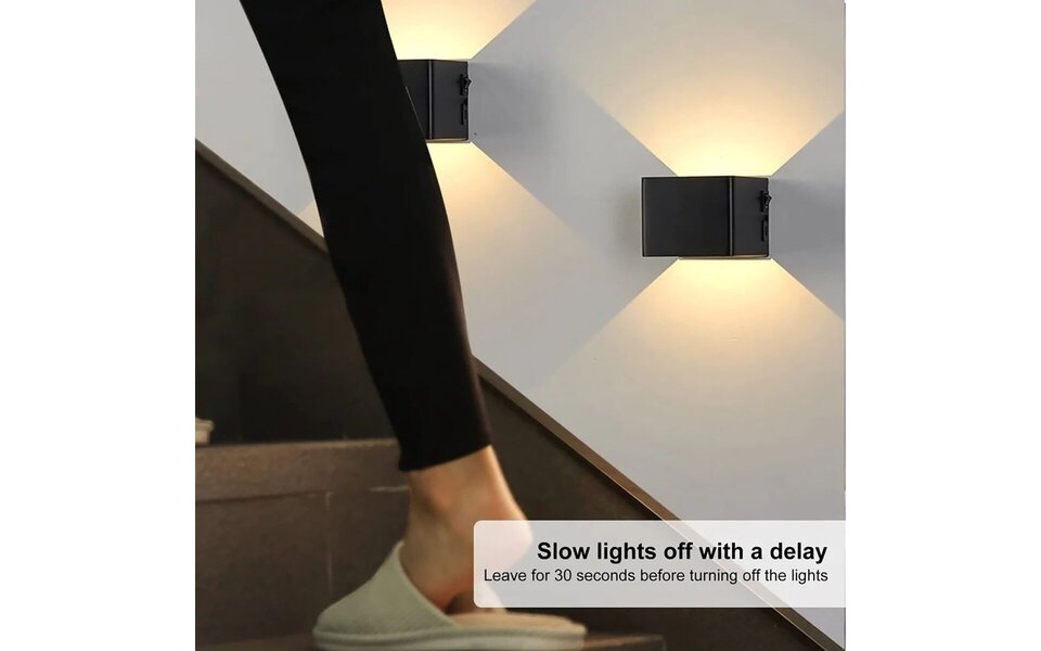 HLW LED Wireless LED Wall Lamp with Motion Sensor - Warm White 2700K - Aluminum & Rechargeable