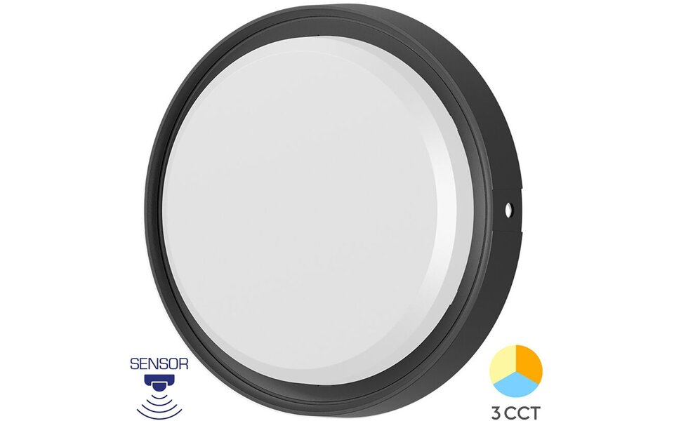 HLW LED LED Wandlamp met Bewegingssensor - 18W, IP65 Waterdicht, Warm Wit 2700K-3000K, Zwart