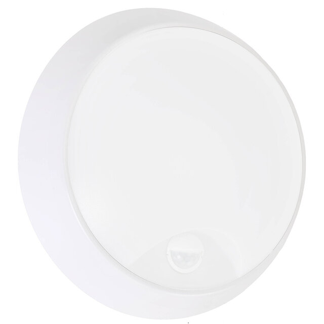 Ronde witte LED wandlamp 20W 6500K met sensor en IP54 bescherming voor buitengebruik