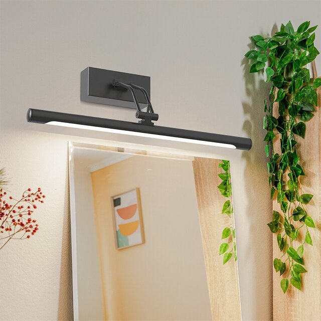 Zwarte kantelbare LED wandlamp 8W met 3000K warm licht en ingebouwde schakelaar