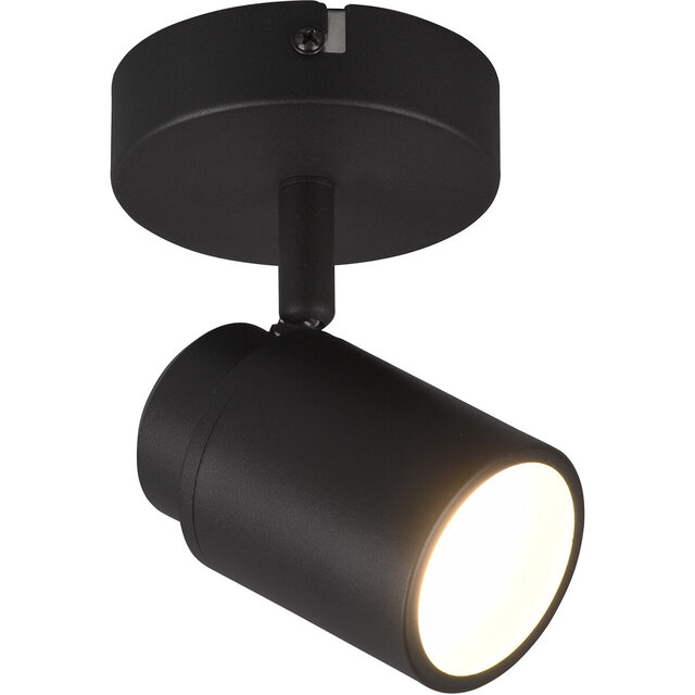 Mat zwarte LED wandlamp van aluminium met GU10 fitting en spatwaterdichte IP44 bescherming