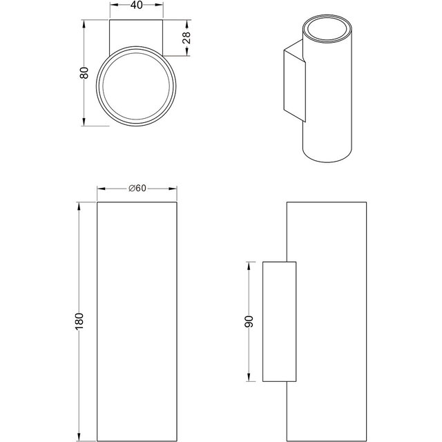 HLW LED LED Wall Lamp Trion Mary Up & Down - Matte Black Aluminum with GU10 Fitting