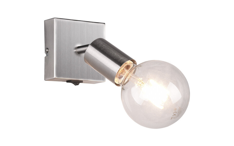 HLW LED LED Wall Spotlight Trion Zuncka - Matte Nickel Aluminum, E27 Fitting, Ideal as LED Spotlight
