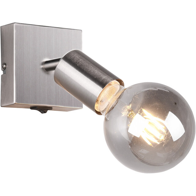 HLW LED LED Wall Spotlight Trion Zuncka - Matte Nickel Aluminum, E27 Fitting, Ideal as LED Spotlight