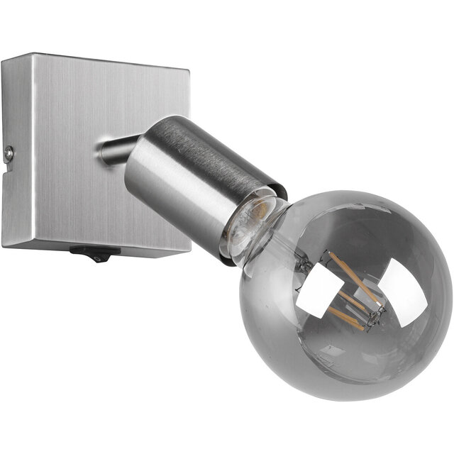 HLW LED LED Wall Spotlight Trion Zuncka - Matte Nickel Aluminum, E27 Fitting, Ideal as LED Spotlight
