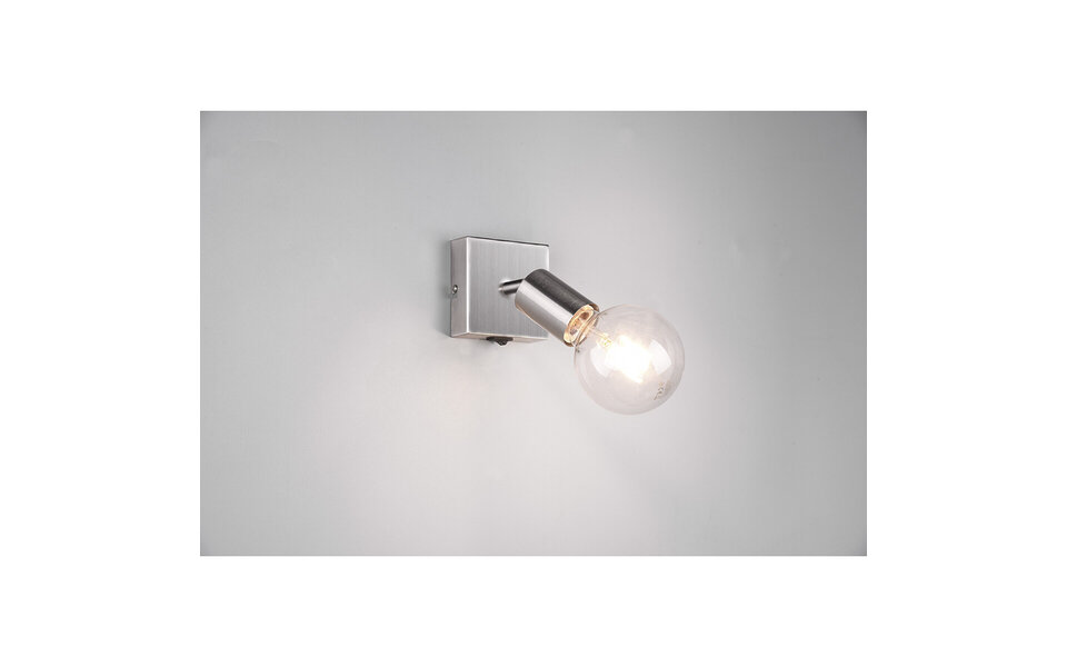 HLW LED LED Wall Spotlight Trion Zuncka - Matte Nickel Aluminum, E27 Fitting, Ideal as LED Spotlight