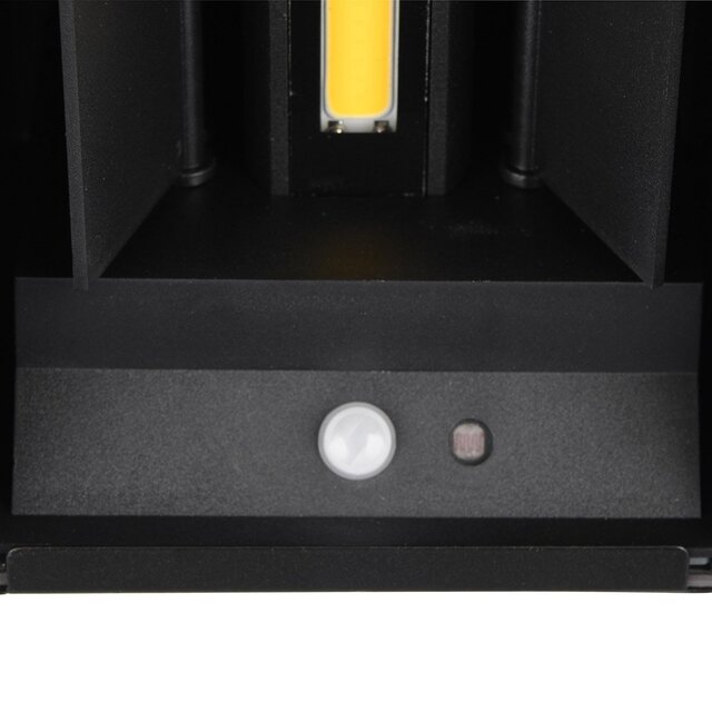 HLW LED LED Wandlamp met Sensor - Mat Zwart, Warm Wit 3000K, 5W, Oplaadbaar, Tuin Wandlamp