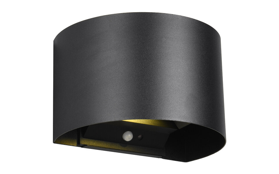 HLW LED LED Wall Lamp Garden Lighting 5W Warm White 3000K With Sensor Matte Black Metal HLW LED LED Wall Lamp Garden Lighting 5W Warm White 3000K With Sensor Matte Black Metal