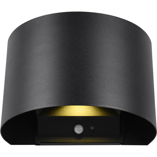 HLW LED LED Wandlamp Tuinverlichting 5W Warm Wit 3000K Met Sensor Mat Zwart Metaal