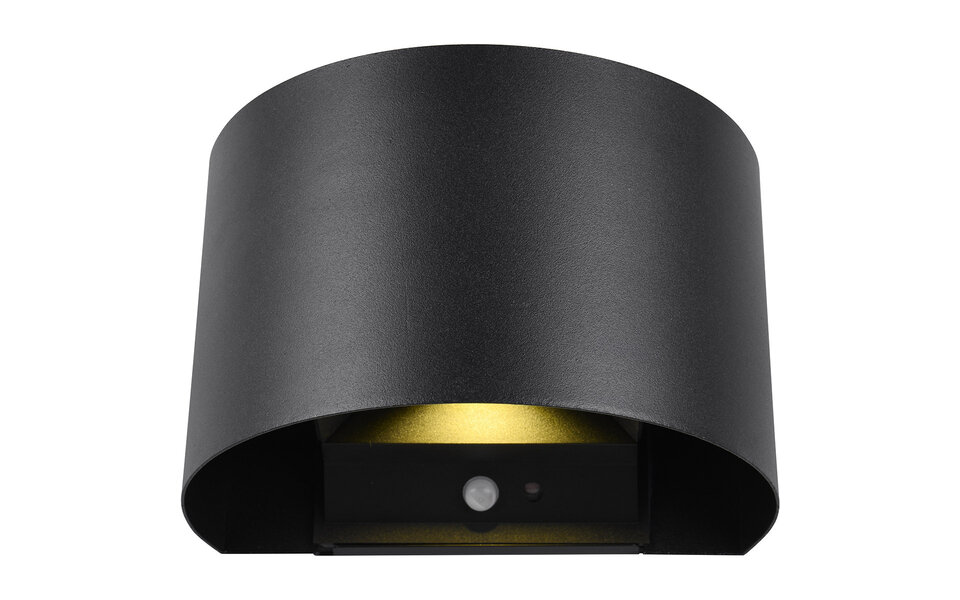 HLW LED LED Wandlamp Tuinverlichting 5W Warm Wit 3000K Met Sensor Mat Zwart Metaal