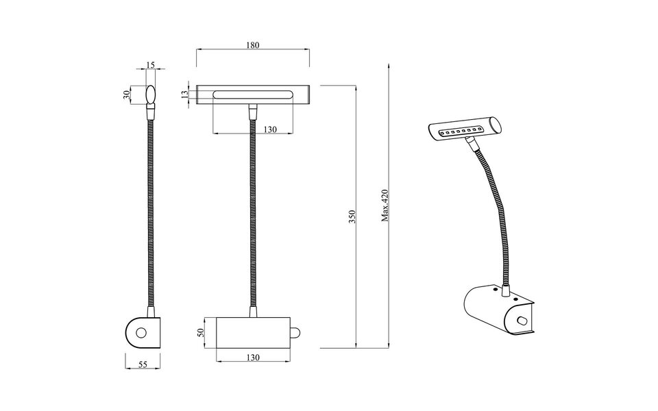 HLW LED Dimbare LED Vloerlamp en Wandlamp Trion Curty - Mat Zwart, Warm Wit 2700K–3000K, 4W LED