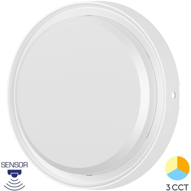 Witte LED wandlamp 18W met bewegingssensor en IP65 geschikt voor buitenverlichting