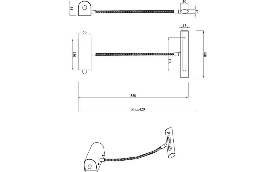 HLW LED Dimbare LED Spiegelverlichting 4W Warm Wit 3000K - Witte Vloerlamp & Wandlamp HLW LED Dimbare LED Spiegelverlichting 4W Warm Wit 3000K - Witte Vloerlamp & Wandlamp