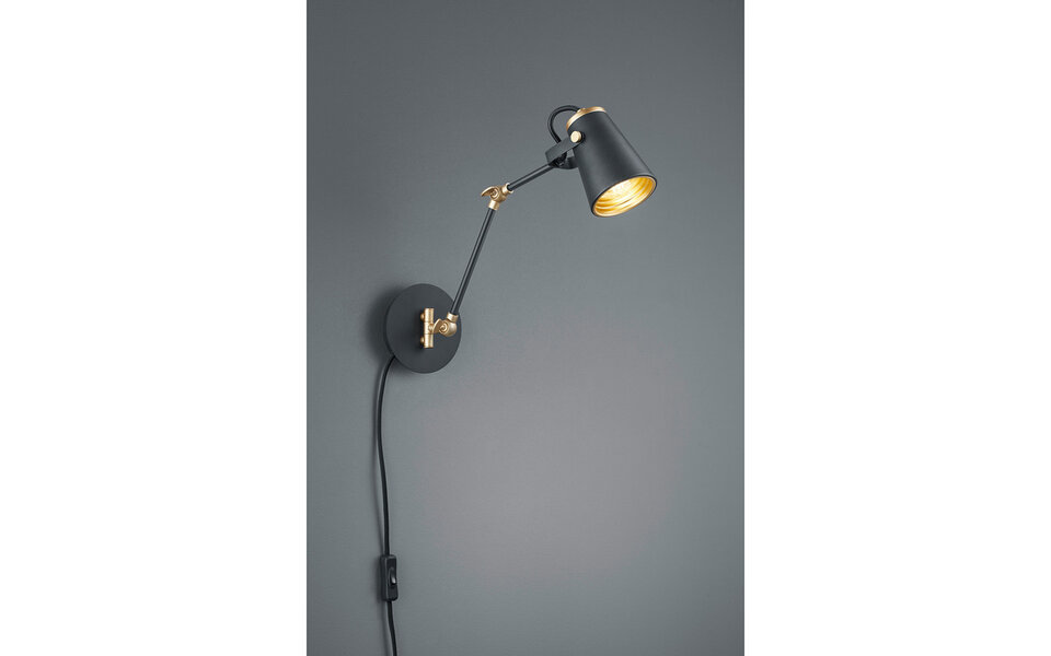 HLW LED LED Wandlamp Mat Zwart - Draaibare LED Vloerlamp met E14 Fitting en Aluminium