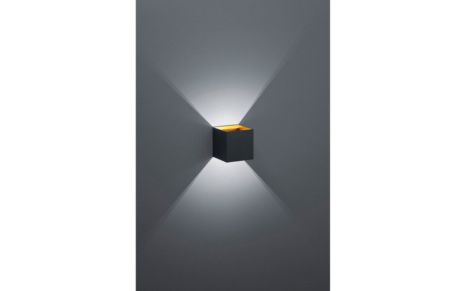 HLW LED LED Wandlamp Trion Loacy 4W - Warm Wit 2700K–3000K - Mat Zwart Aluminium