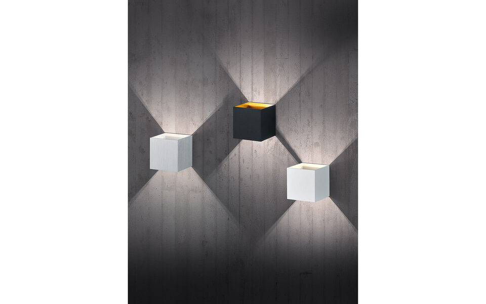 HLW LED LED Wandlamp Trion Loacy 4W - Warm Wit 2700K–3000K - Mat Zwart Aluminium