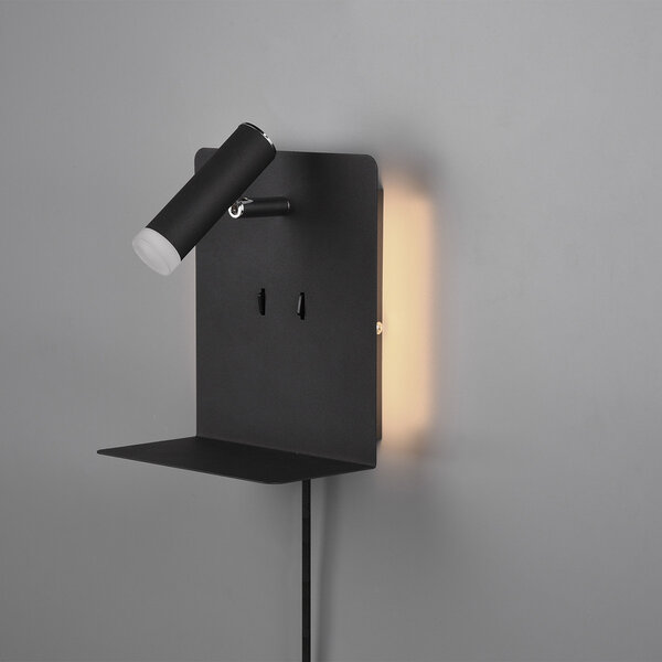 HLW LED LED Wandlamp 6W Warm Wit 2700K–3000K Mat Zwart met USB Oplaadfunctie HLW LED LED Wandlamp 6W Warm Wit 2700K–3000K Mat Zwart met USB Oplaadfunctie