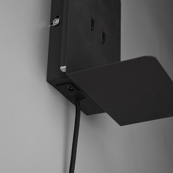 HLW LED LED Wandlamp 6W Warm Wit 2700K–3000K Mat Zwart met USB Oplaadfunctie HLW LED LED Wandlamp 6W Warm Wit 2700K–3000K Mat Zwart met USB Oplaadfunctie