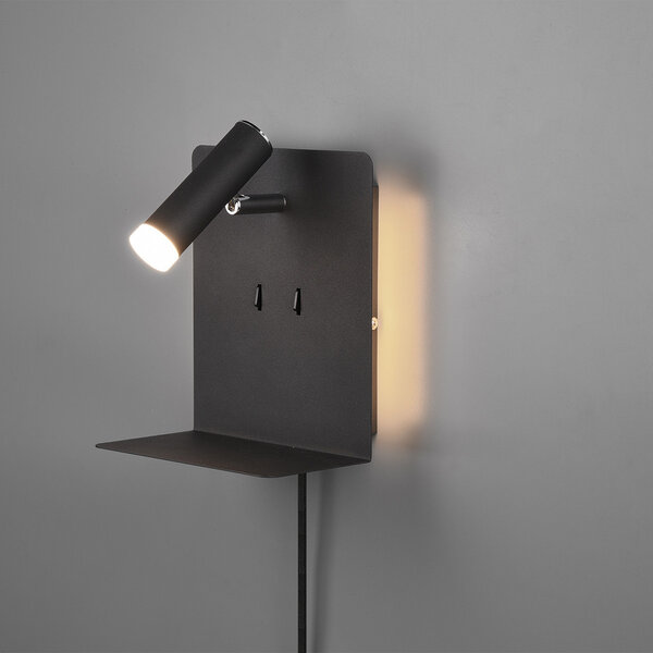 HLW LED LED Wandlamp 6W Warm Wit 2700K–3000K Mat Zwart met USB Oplaadfunctie HLW LED LED Wandlamp 6W Warm Wit 2700K–3000K Mat Zwart met USB Oplaadfunctie