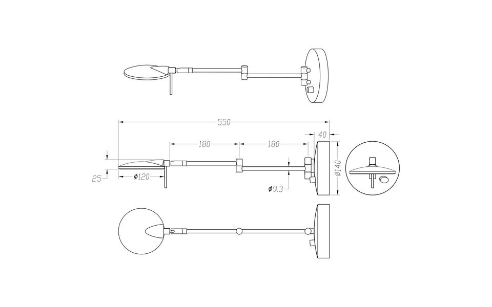 HLW LED LED Wall Lamp 8W Dimmable - Black & White Floor Lamp, Warm White 2700K–3000K