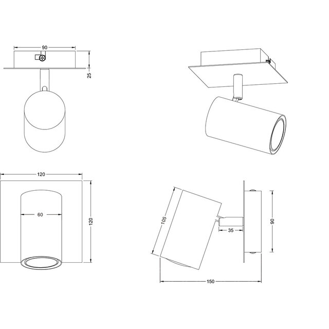 HLW LED Zwarte LED Vloerlamp & Wandspot met GU10 Fitting - Duurzaam Aluminium