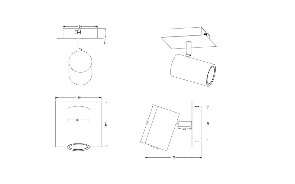 HLW LED Zwarte LED Vloerlamp & Wandspot met GU10 Fitting - Duurzaam Aluminium