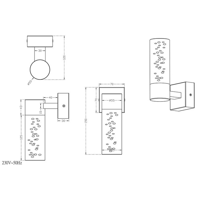HLW LED LED Wandlamp 3W Warm Wit 2700K–3000K - Glans Chroom, Aluminium & OSRAM LEDs