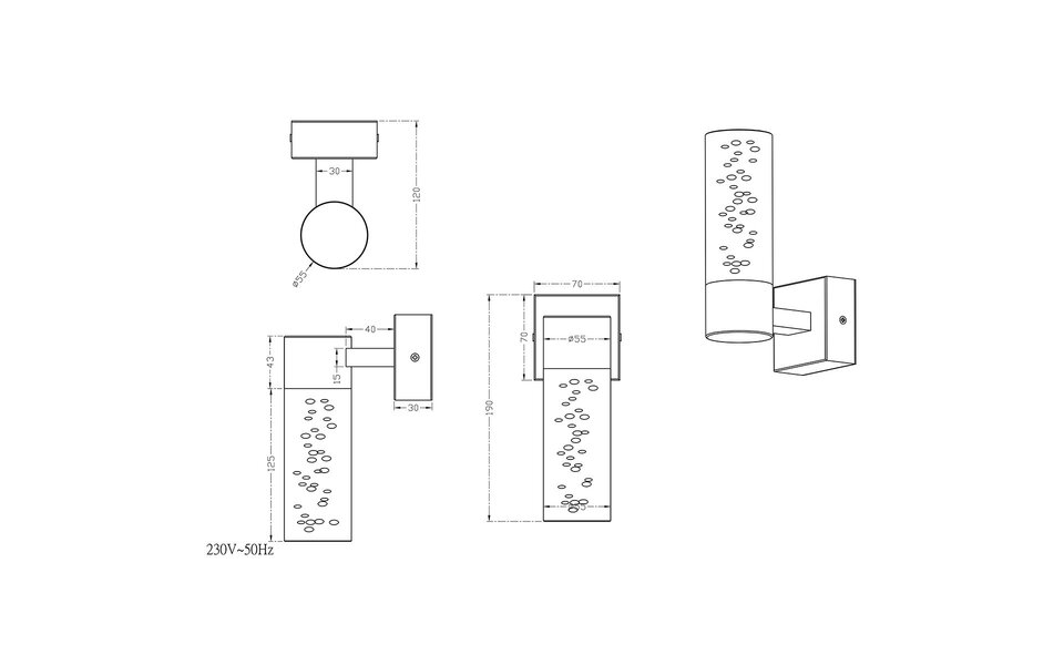 HLW LED LED Wall Light 3W Warm White 2700K–3000K - Gloss Chrome, Aluminum & OSRAM LEDs