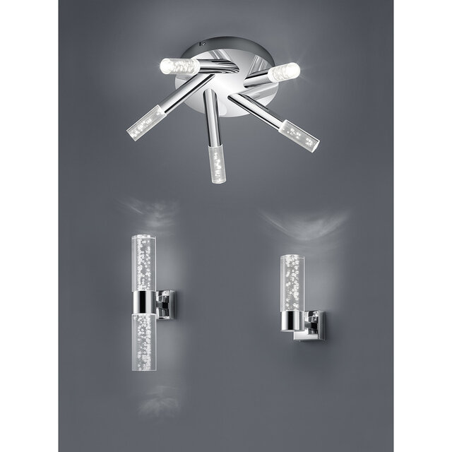 HLW LED LED Wandlamp Trion Balo - 2-lichts 6W LED, Warm Wit 2700K–3000K, Glans Chroom & Aluminium