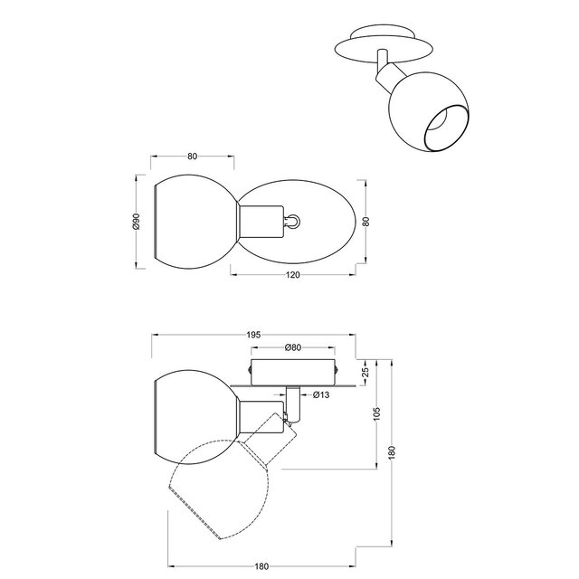 HLW LED LED Wandspot Trion Brista - Glans Chroom, E14 Fitting - 1-lichts LED Spot