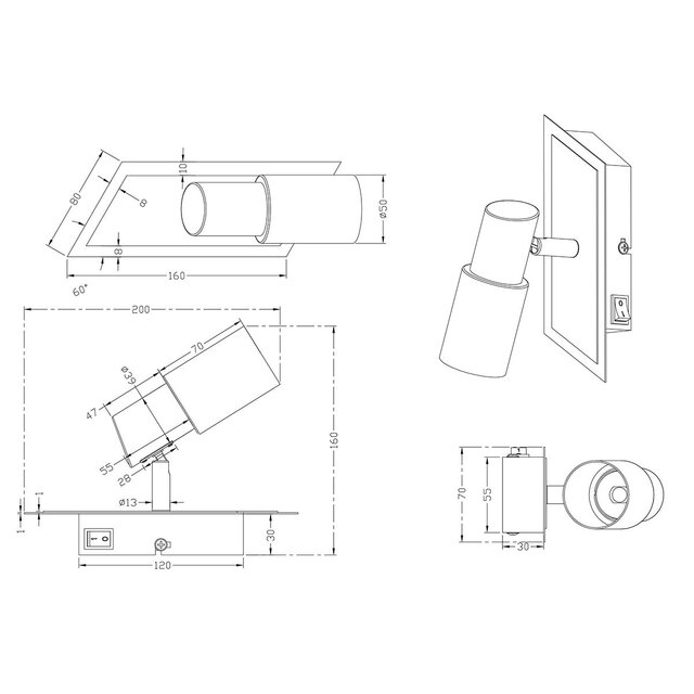 HLW LED LED Wall Spotlight Trion Clupo - Matte Chrome, 4W LED Spotlight, Warm White 2700K-3000K, Adjustable Beam Angle HLW LED LED Wall Spotlight Trion Clupo - Matte Chrome, 4W LED Spotlight, Warm White 2700K-3000K, Adjustable Beam Angle