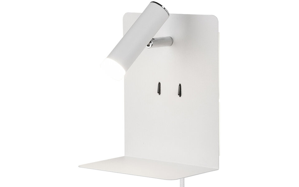 HLW LED LED Wandlamp Trion Elonant - 6W Warm Wit 3000K USB Oplaadfunctie - Mat Wit Aluminium