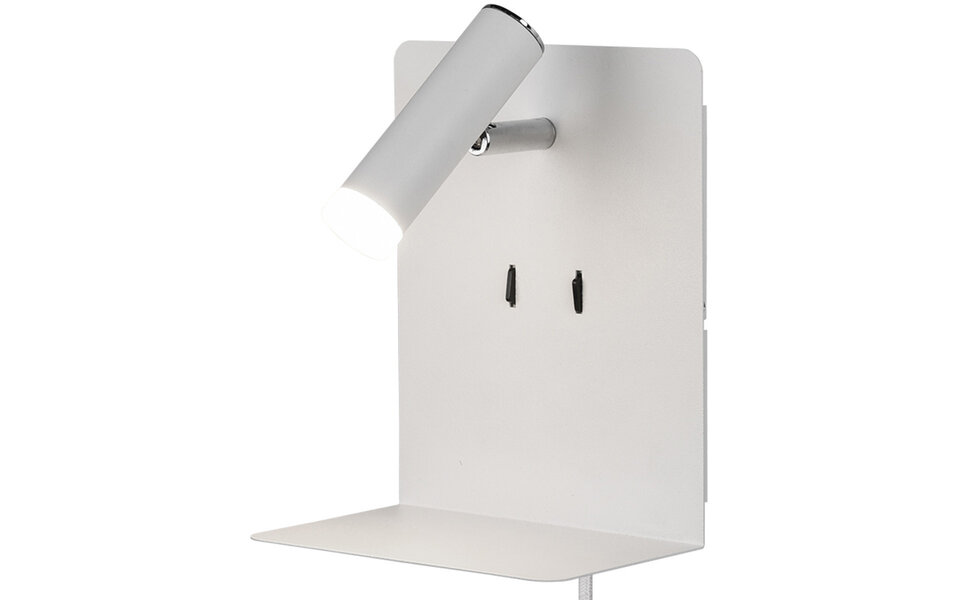 HLW LED LED Wandlamp Trion Elonant - 6W Warm Wit 3000K USB Oplaadfunctie - Mat Wit Aluminium