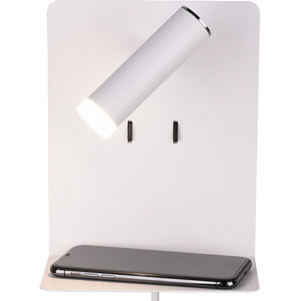 HLW LED LED Wandlamp Trion Elonant - 6W Warm Wit 3000K USB Oplaadfunctie - Mat Wit Aluminium HLW LED LED Wandlamp Trion Elonant - 6W Warm Wit 3000K USB Oplaadfunctie - Mat Wit Aluminium
