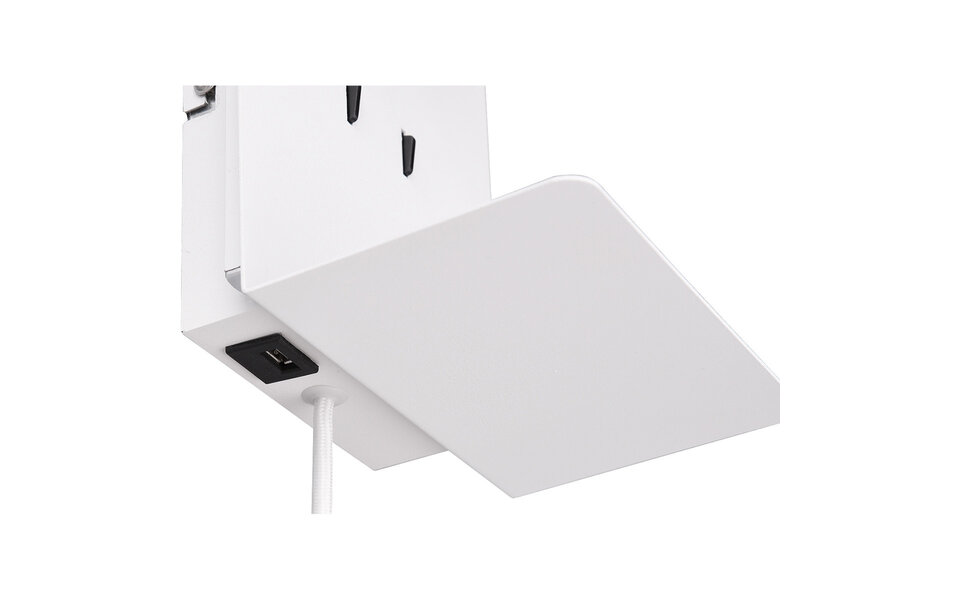 HLW LED LED Wandlamp Trion Elonant - 6W Warm Wit 3000K USB Oplaadfunctie - Mat Wit Aluminium