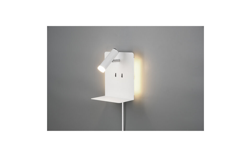 HLW LED LED Wandlamp Trion Elonant - 6W Warm Wit 3000K USB Oplaadfunctie - Mat Wit Aluminium