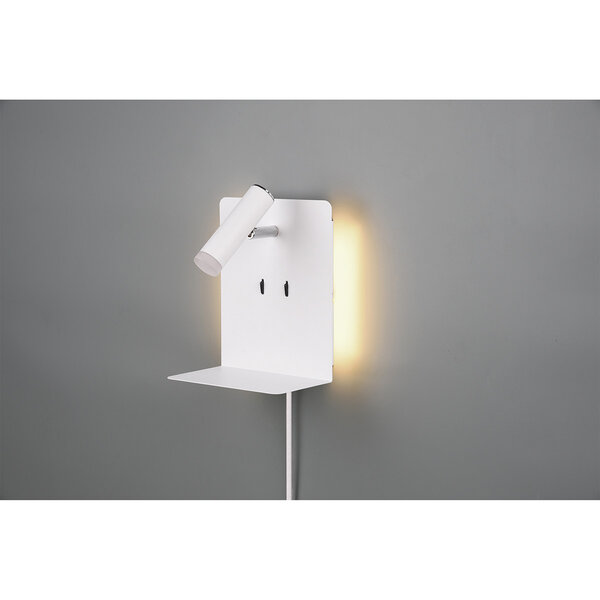 HLW LED LED Wandlamp Trion Elonant - 6W Warm Wit 3000K USB Oplaadfunctie - Mat Wit Aluminium HLW LED LED Wandlamp Trion Elonant - 6W Warm Wit 3000K USB Oplaadfunctie - Mat Wit Aluminium