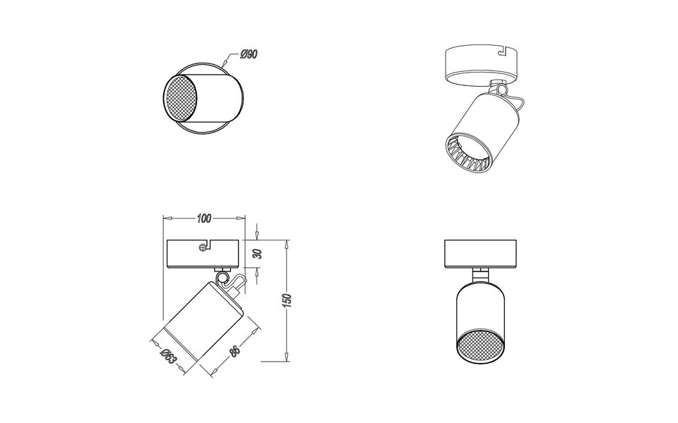 HLW LED LED Wall Spotlight Trion Pirlo - Matte White - Aluminum - GU10 Fitting - 1-light LED Spotlight