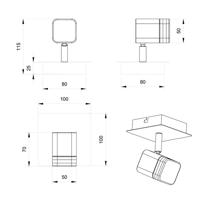 HLW LED LED Wall Spotlight 4W Warm White 3000K - Matte Nickel Aluminum, Energy Efficient & Stylish