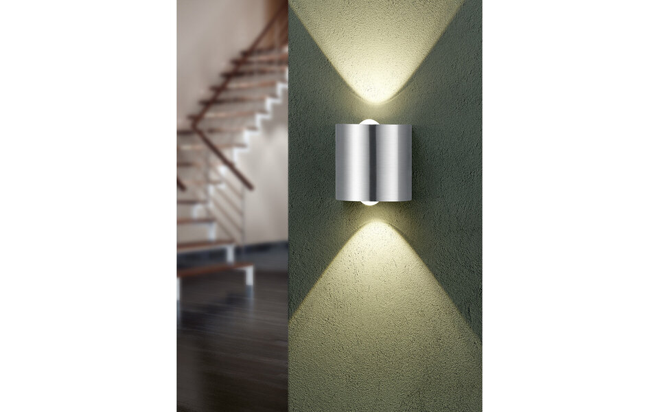 HLW LED LED Wandlamp Trion Wallis 6W Warm Wit 3000K - Mat Nikkel Aluminium HLW LED LED Wandlamp Trion Wallis 6W Warm Wit 3000K - Mat Nikkel Aluminium