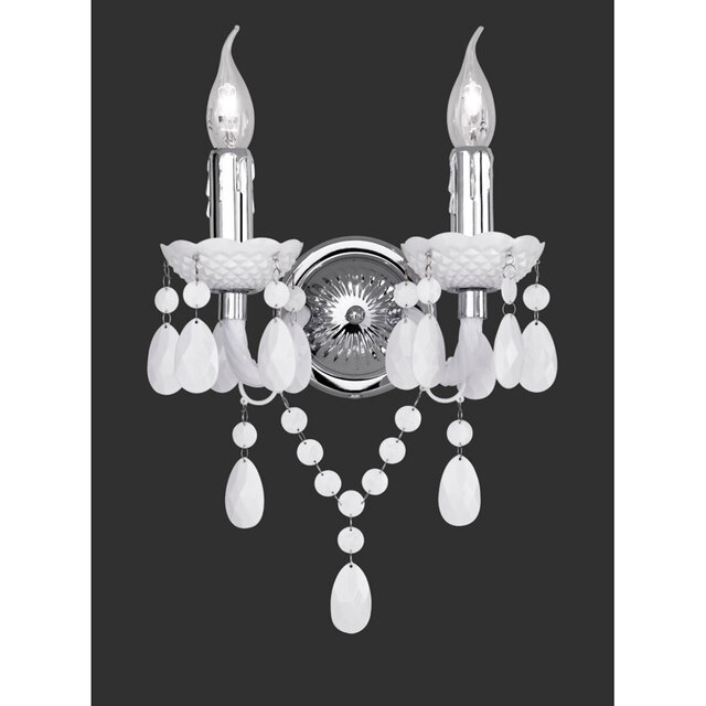 Ronde mat witte LED wandlamp van aluminium met 2x40W GU10 fitting en warm wit licht 3000K