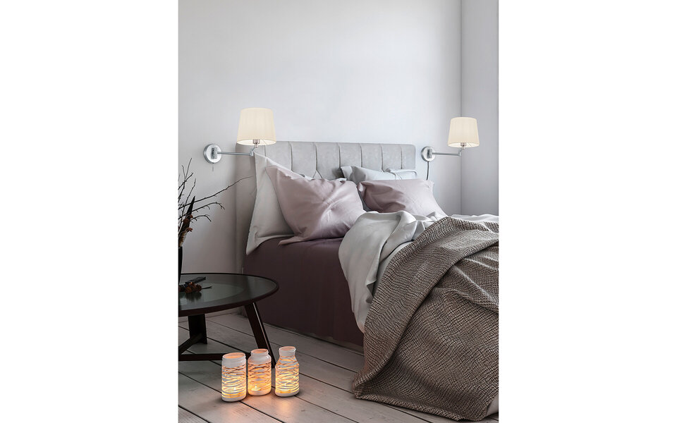 HLW LED LED Wandlamp Trion Dyon - Mat Nikkel, Aluminium, E27 Fitting, Verstelbare Arm HLW LED LED Wandlamp Trion Dyon - Mat Nikkel, Aluminium, E27 Fitting, Verstelbare Arm