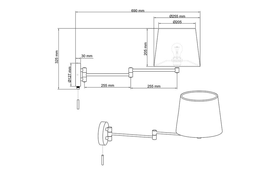 HLW LED LED Wandlamp Trion Dyon - Mat Nikkel, Aluminium, E27 Fitting, Verstelbare Arm HLW LED LED Wandlamp Trion Dyon - Mat Nikkel, Aluminium, E27 Fitting, Verstelbare Arm