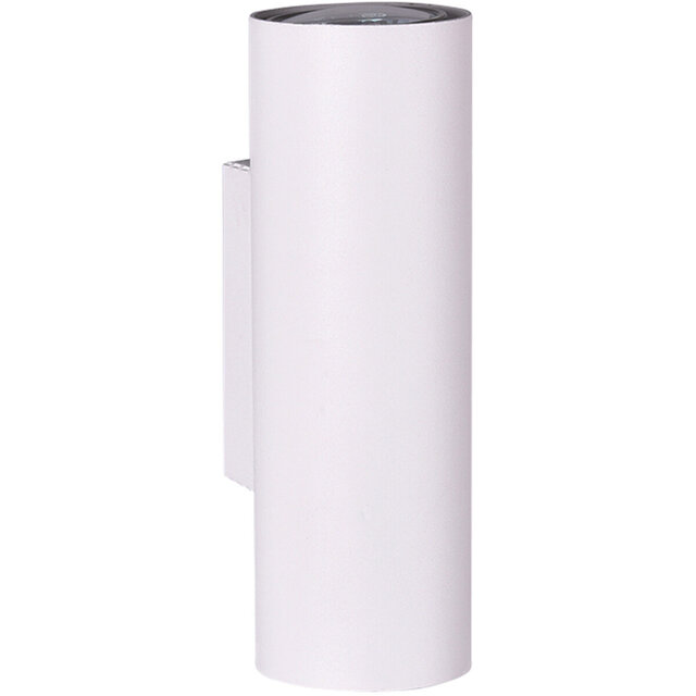 Ronde mat witte LED wandlamp met GU10 fitting en up & down licht tot 2x35W, warm wit licht 3000K