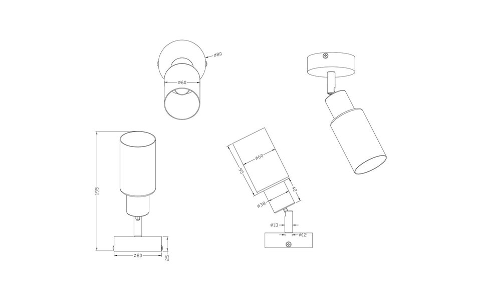 HLW LED LED Wandspot Trion Smast - Mat Nikkel, E14 Fitting, Aluminium LED Spot